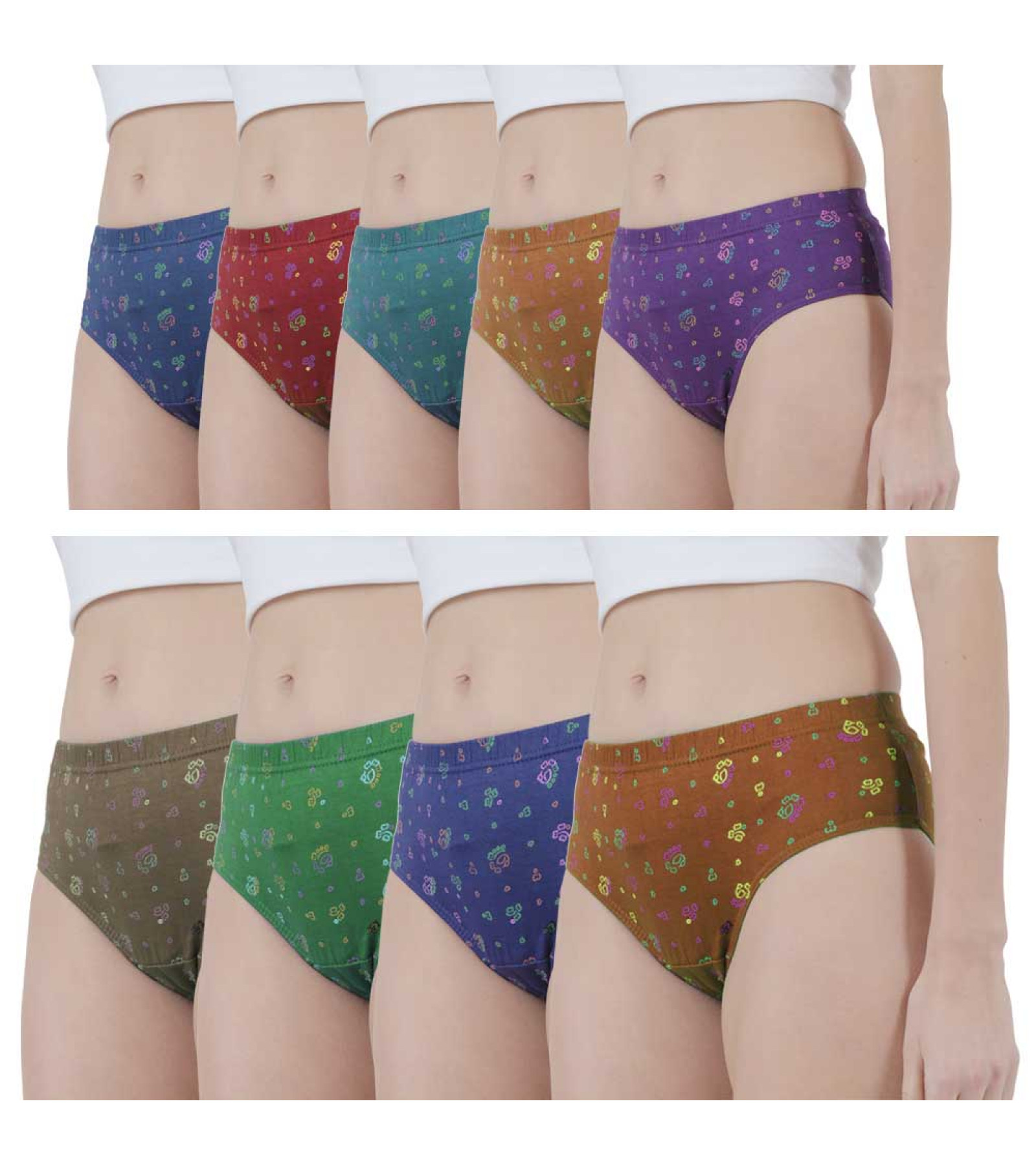 Vink Multicolor Womens Printed Panty Pack of 9 | Inner Elastic